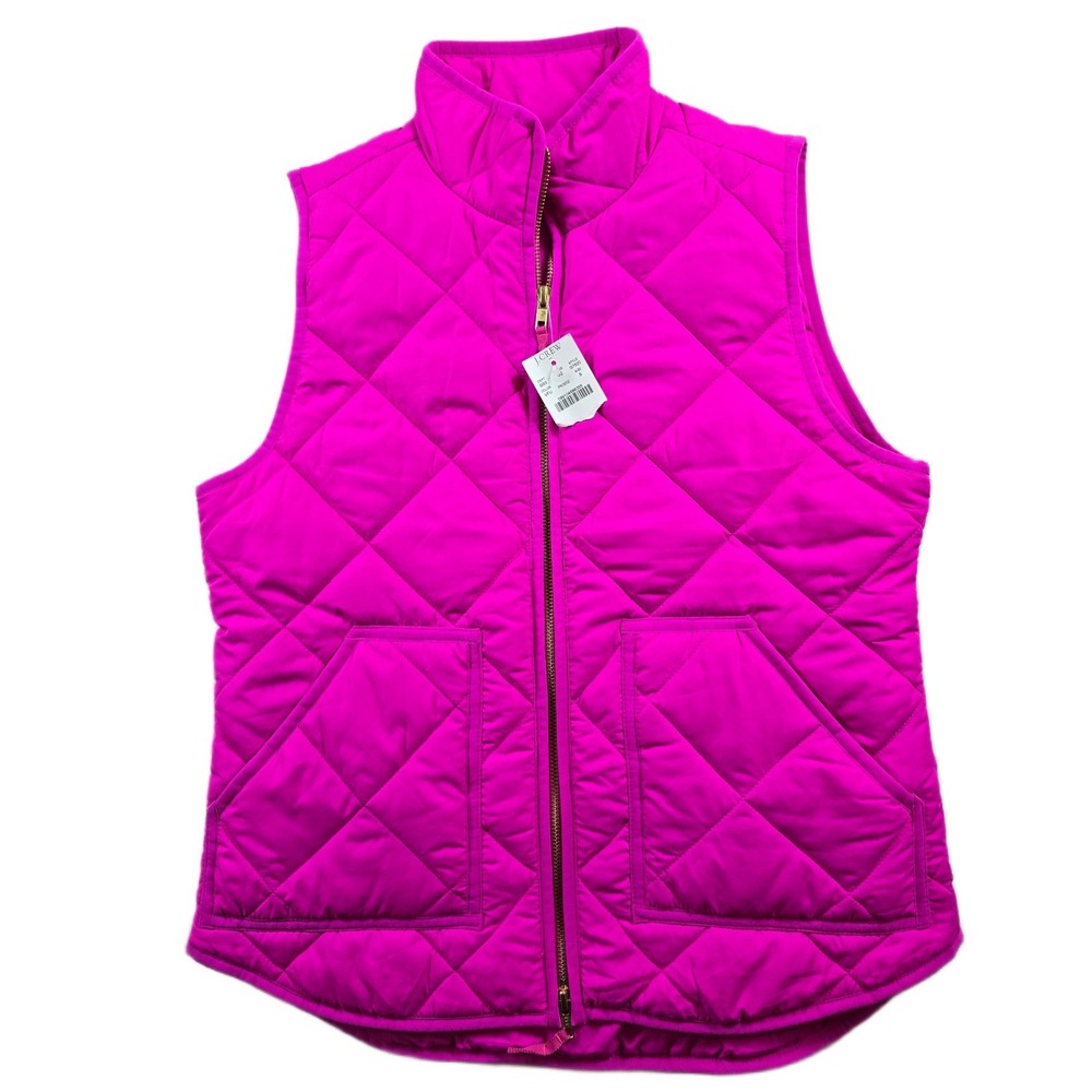 J.Crew Quilted Puffer Vest Women Small Pink Excursion G7520 NEW